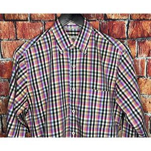 Peter Millar Men’s Long Sleeve Button Front Small Cotton Multicolor Plaid Shirt